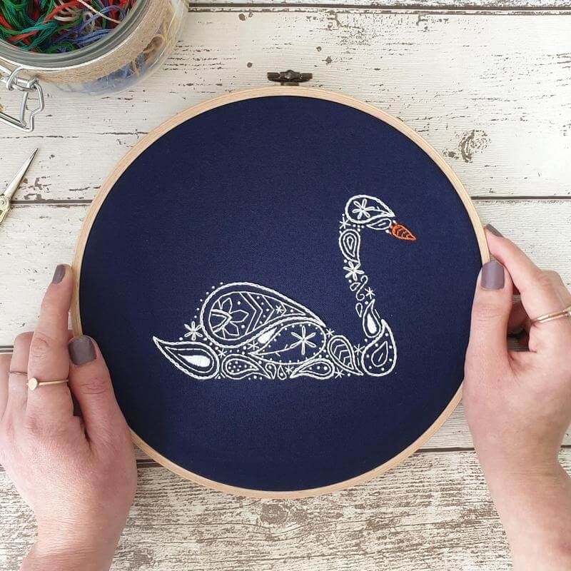 Paraffle Embroidery Banner Embroidery kit Swan Banner Embroidery Kit