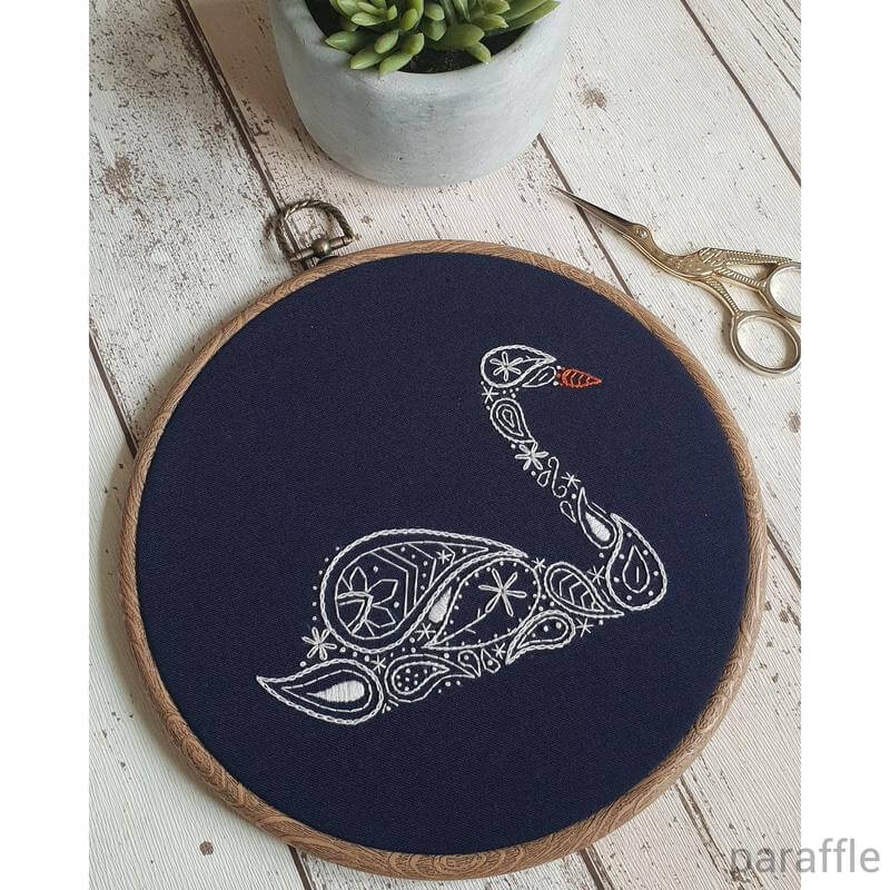 Paraffle Embroidery Pattern Swan Embroidery Pattern