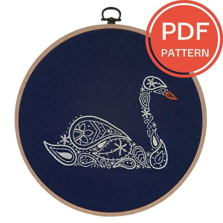 Paraffle Embroidery Pattern Swan Embroidery Pattern