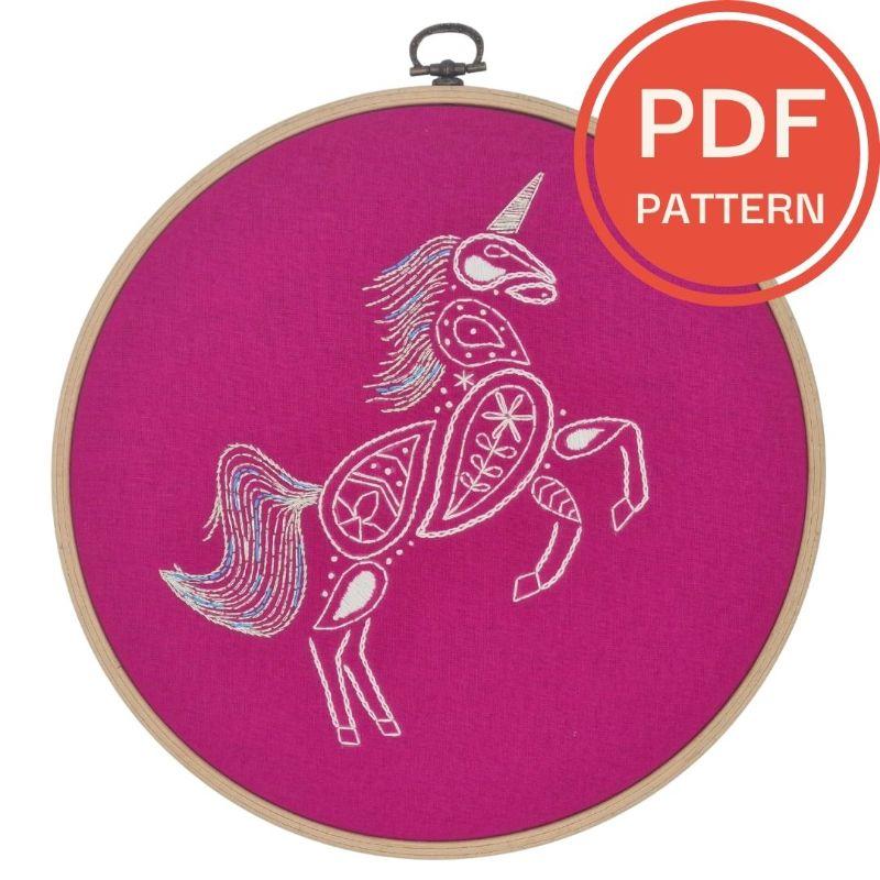 Paraffle Embroidery Pattern Unicorn Embroidery Pattern