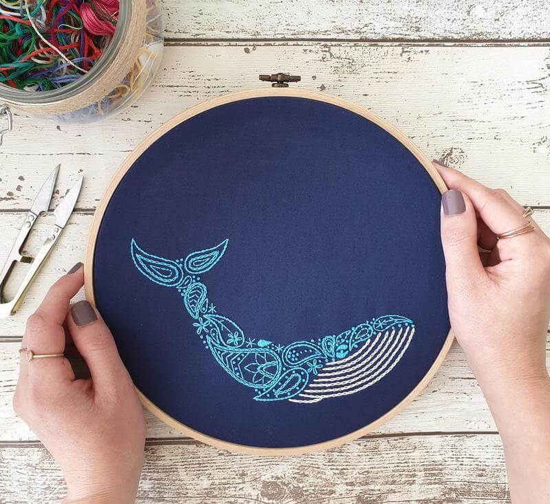 Paraffle Embroidery Banner Embroidery kit Whale Banner Embroidery Kit