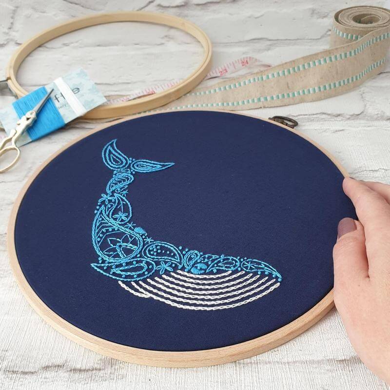 Paraffle Embroidery Cushion Embroidery Kit Whale Cushion Kit &amp; Pattern