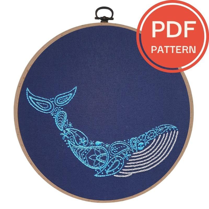Paraffle Embroidery Pattern Whale Embroidery Pattern